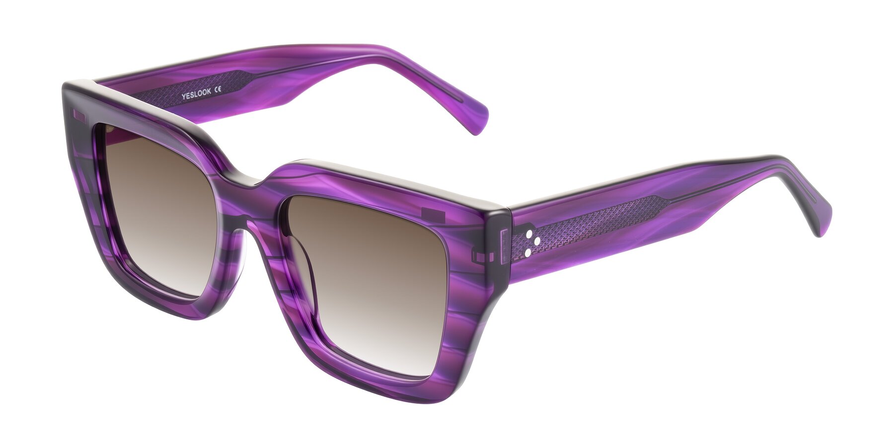 Angle of Simba in Violet Striped with Brown Gradient Lenses
