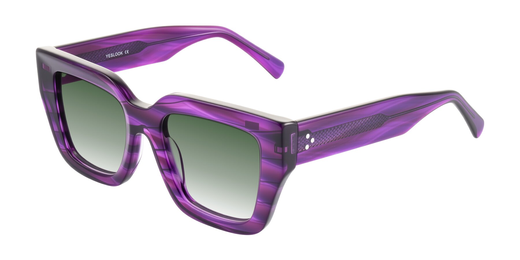 Angle of Simba in Violet Striped with Green Gradient Lenses