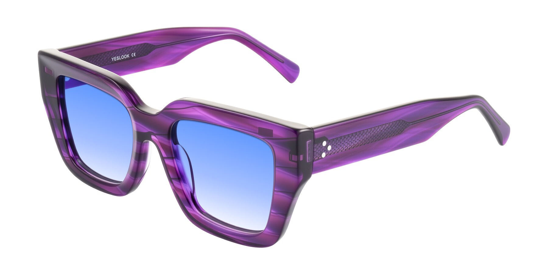 Angle of Simba in Violet Striped with Blue Gradient Lenses