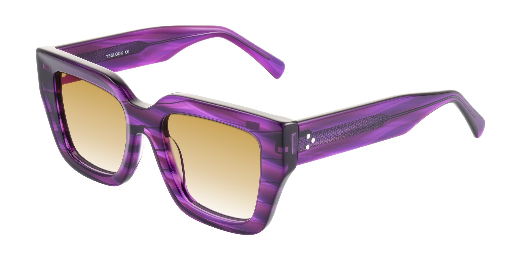 Angle of Simba in Violet Striped with Champagne Gradient Lenses