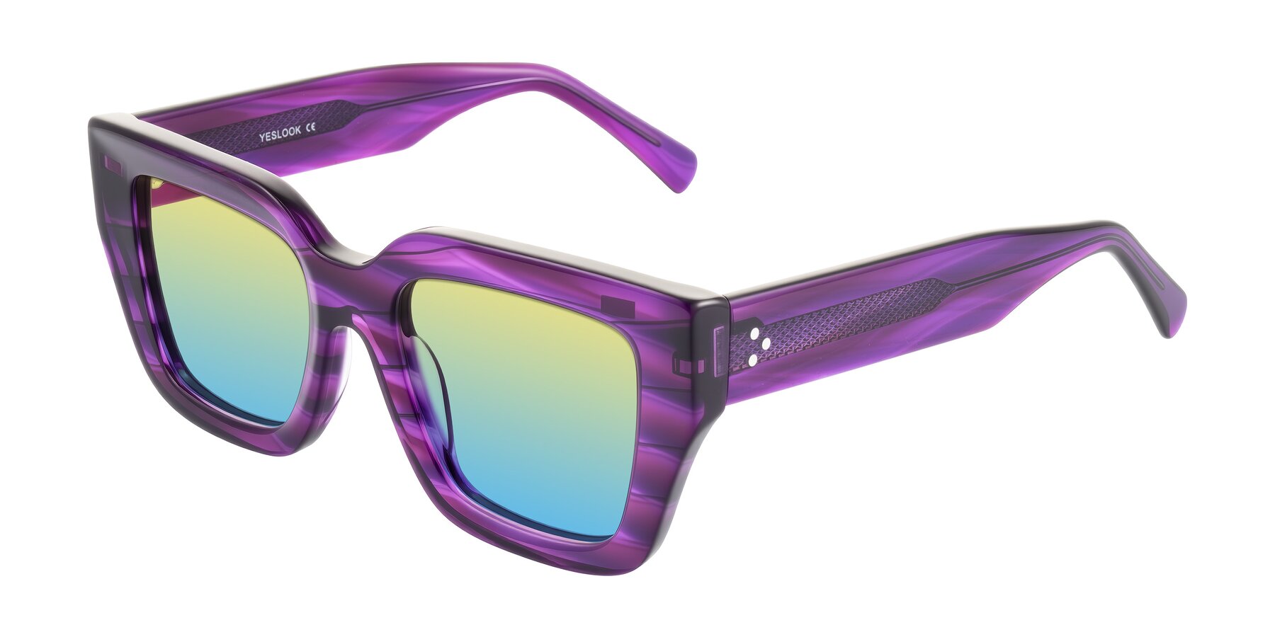 Angle of Simba in Violet Striped with Yellow / Blue Gradient Lenses