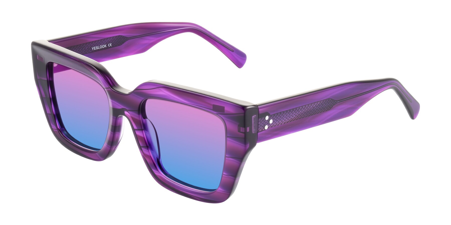 Angle of Simba in Violet Striped with Pink / Blue Gradient Lenses