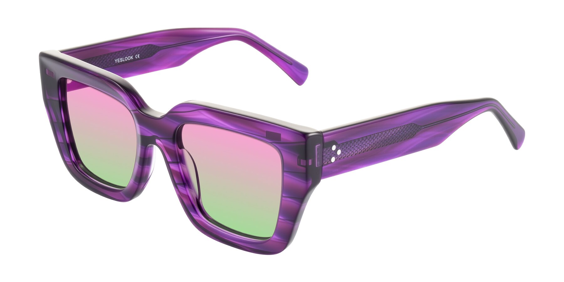 Angle of Simba in Violet Striped with Pink / Green Gradient Lenses