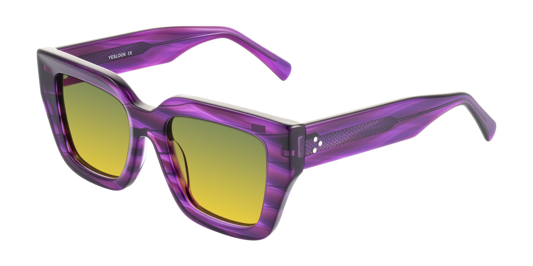 Angle of Simba in Violet Striped with Green / Yellow Gradient Lenses