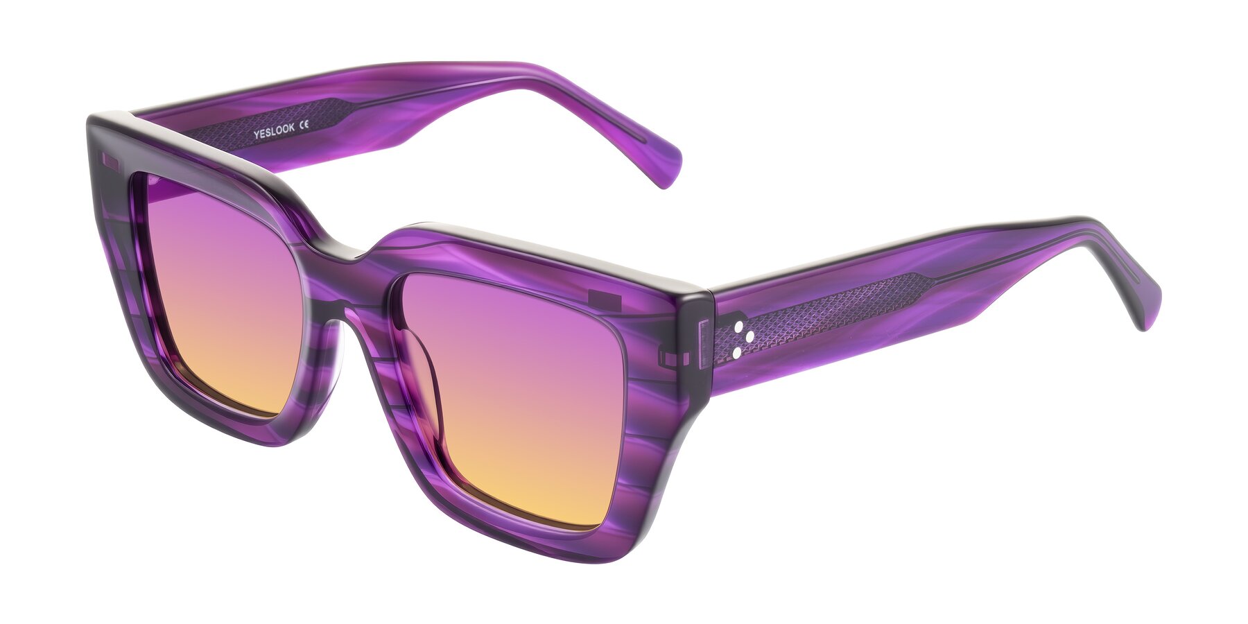 Angle of Simba in Violet Striped with Purple / Yellow Gradient Lenses