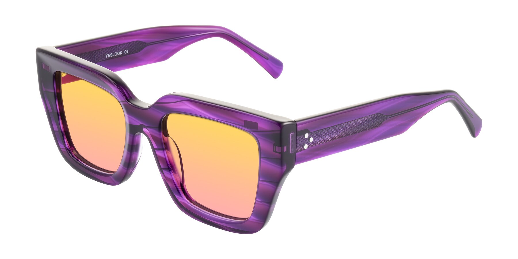 Angle of Simba in Violet Striped with Yellow / Pink Gradient Lenses