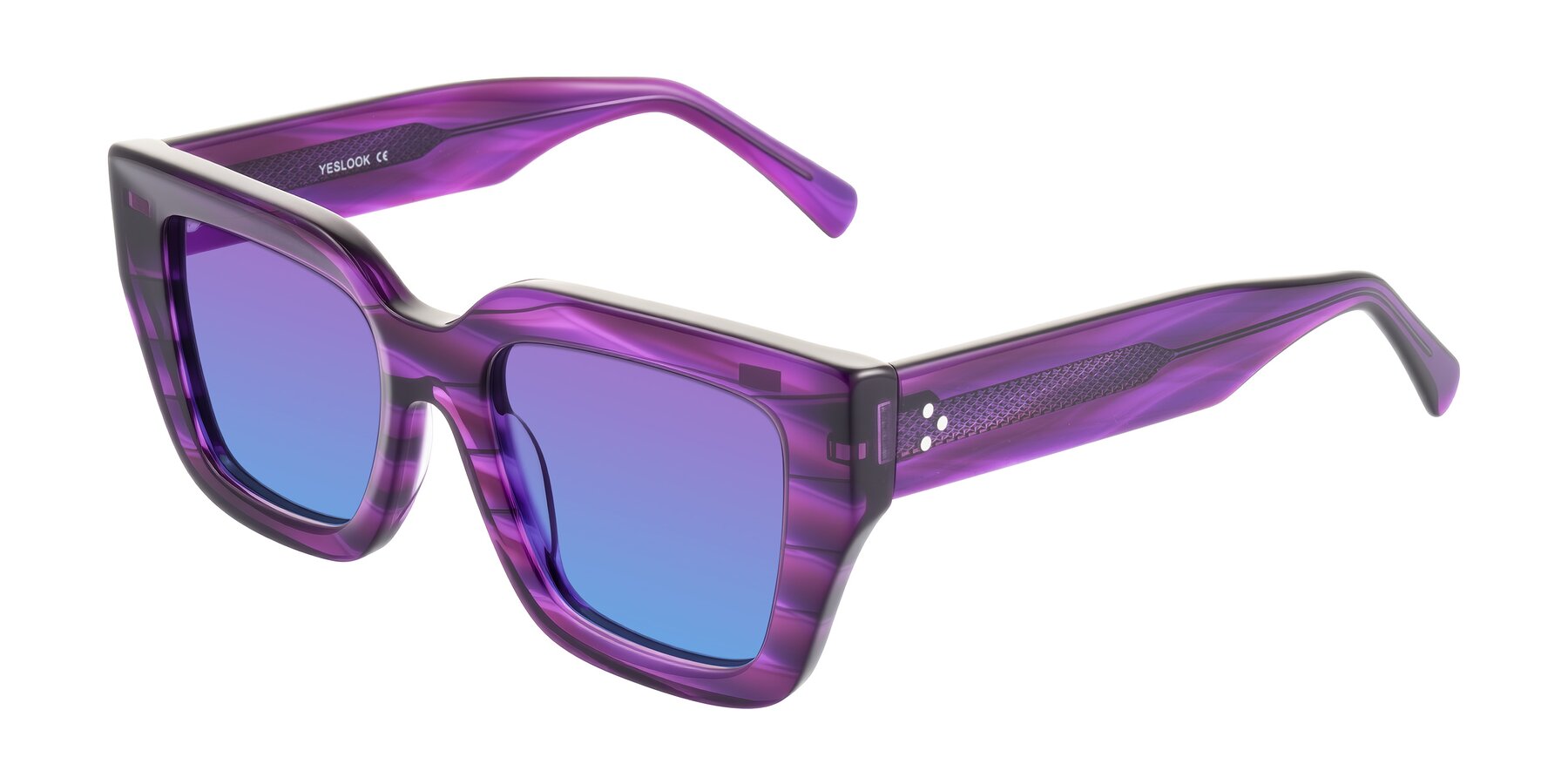 Angle of Simba in Violet Striped with Purple / Blue Gradient Lenses