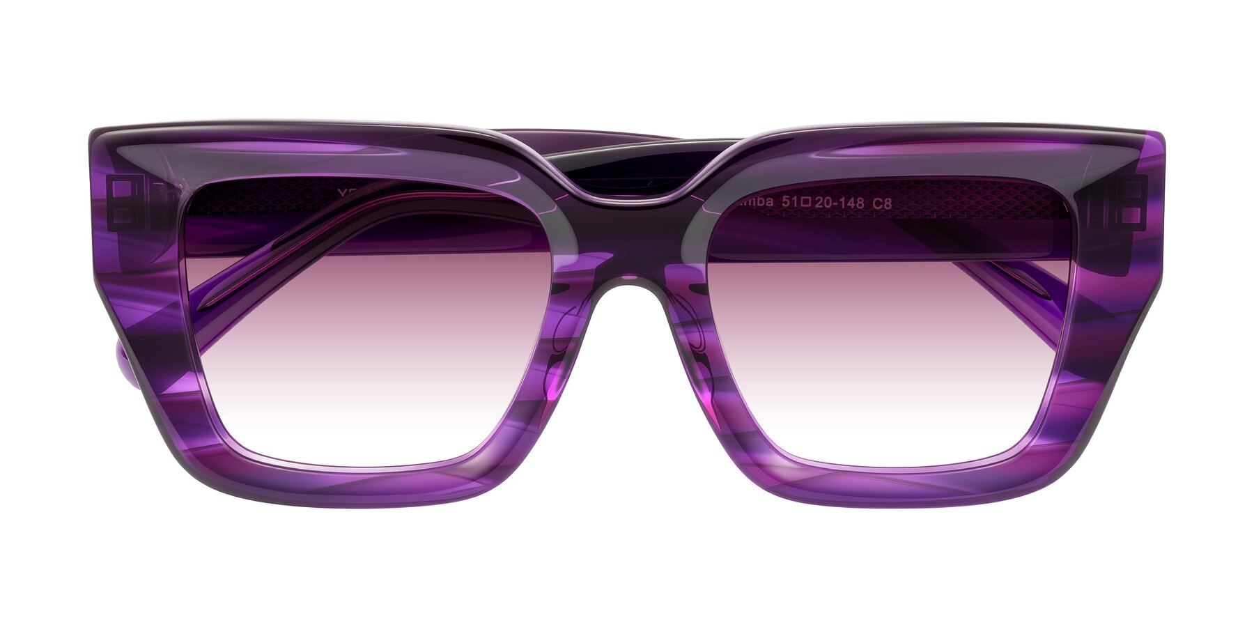 Folded Front of Simba in Violet Striped with Wine Gradient Lenses