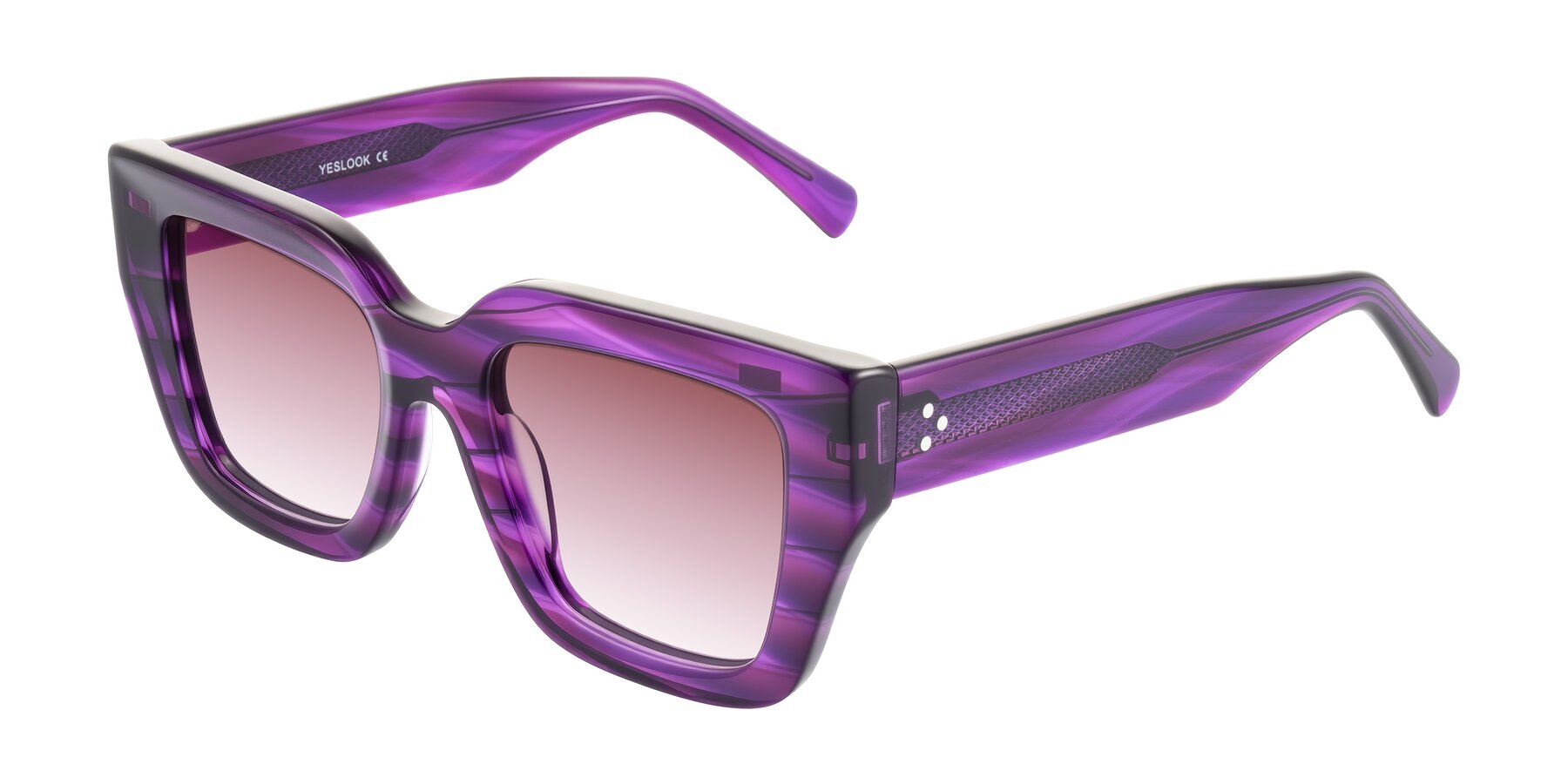 Angle of Simba in Violet Striped with Garnet Gradient Lenses