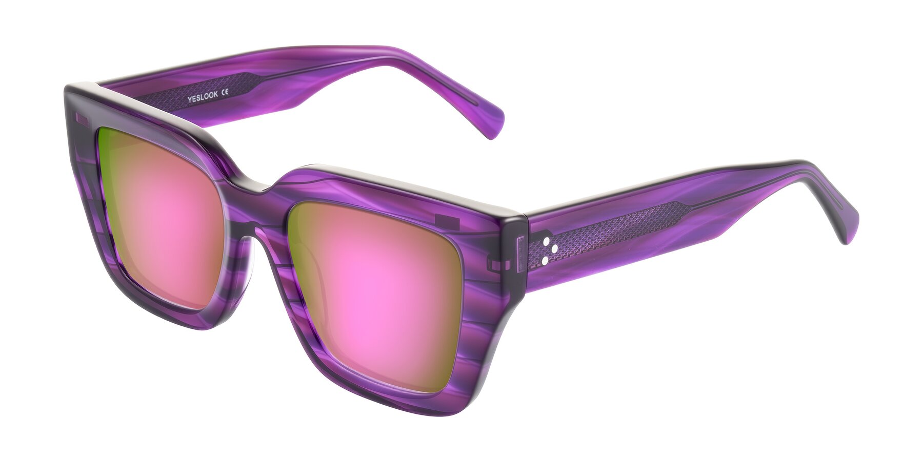 Angle of Simba in Violet Striped with Pink Mirrored Lenses