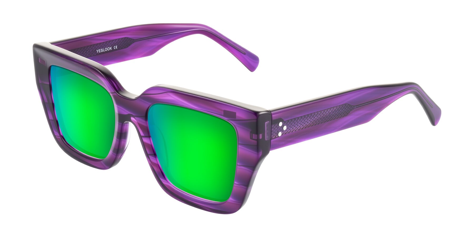 Angle of Simba in Violet Striped with Green Mirrored Lenses
