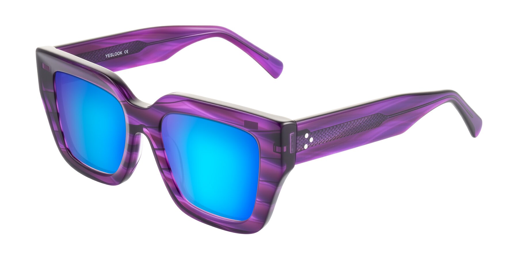 Angle of Simba in Violet Striped with Blue Mirrored Lenses