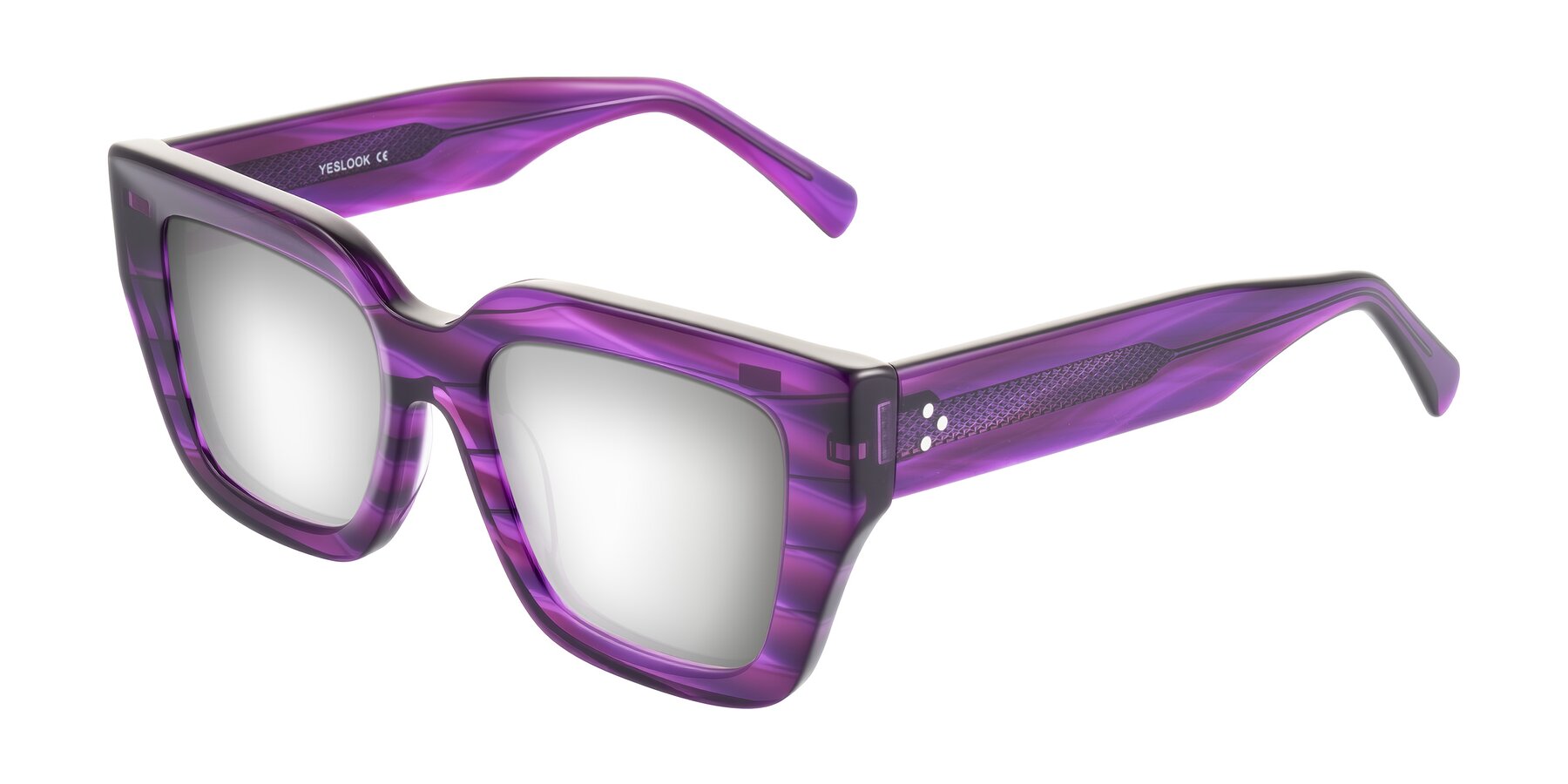 Angle of Simba in Violet Striped with Silver Mirrored Lenses