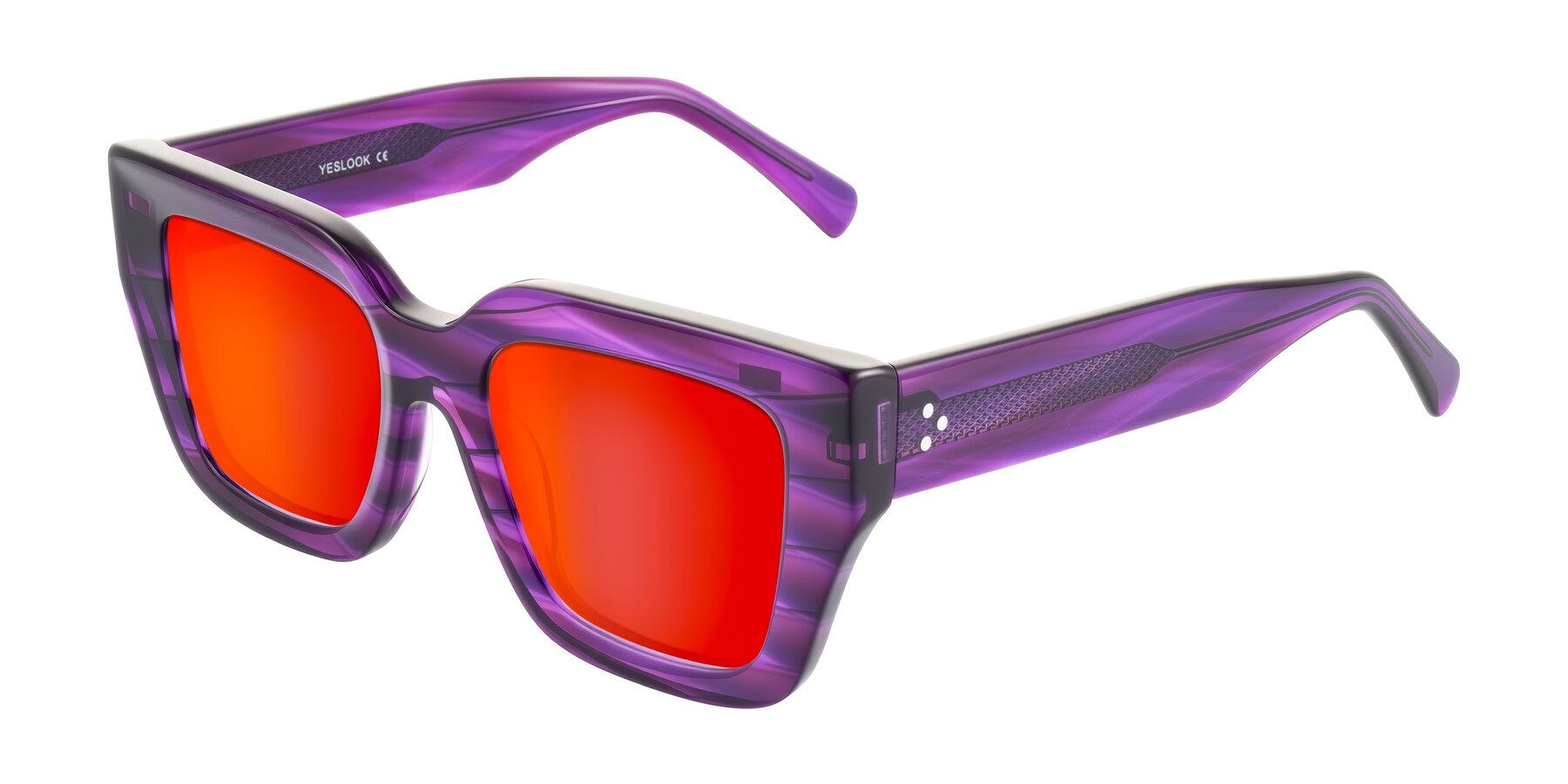 Angle of Simba in Violet Striped with Red Gold Mirrored Lenses