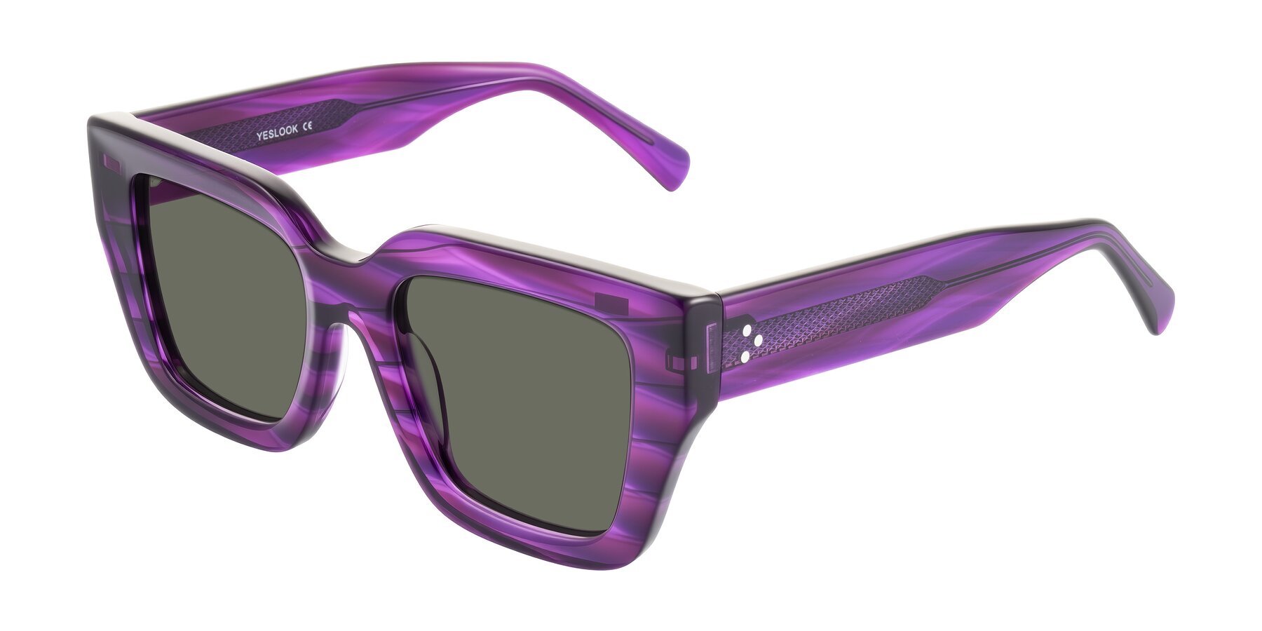 Angle of Simba in Violet Striped with Gray Polarized Lenses
