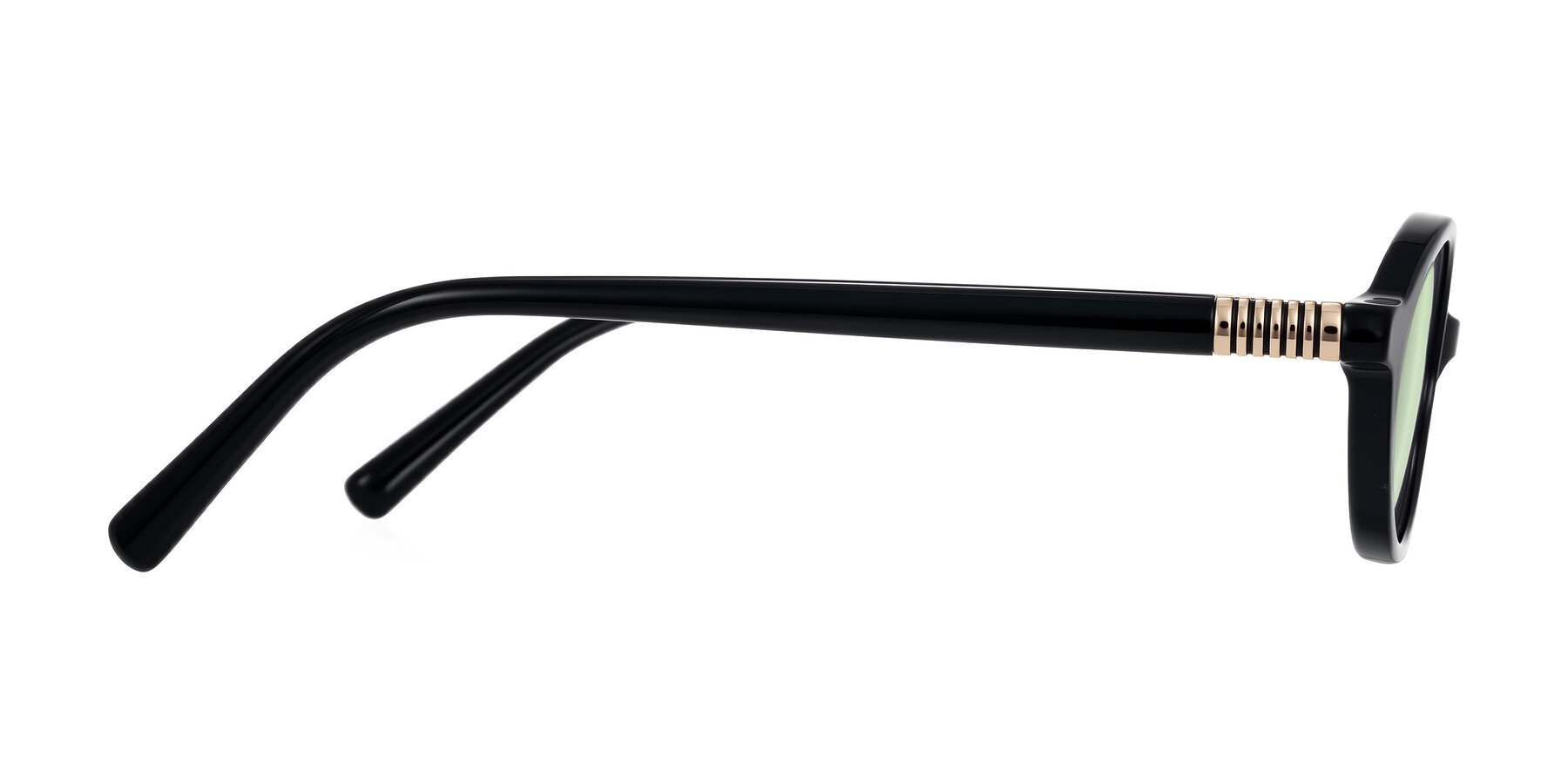 Side of Noelle in Black with Light Green Tinted Lenses
