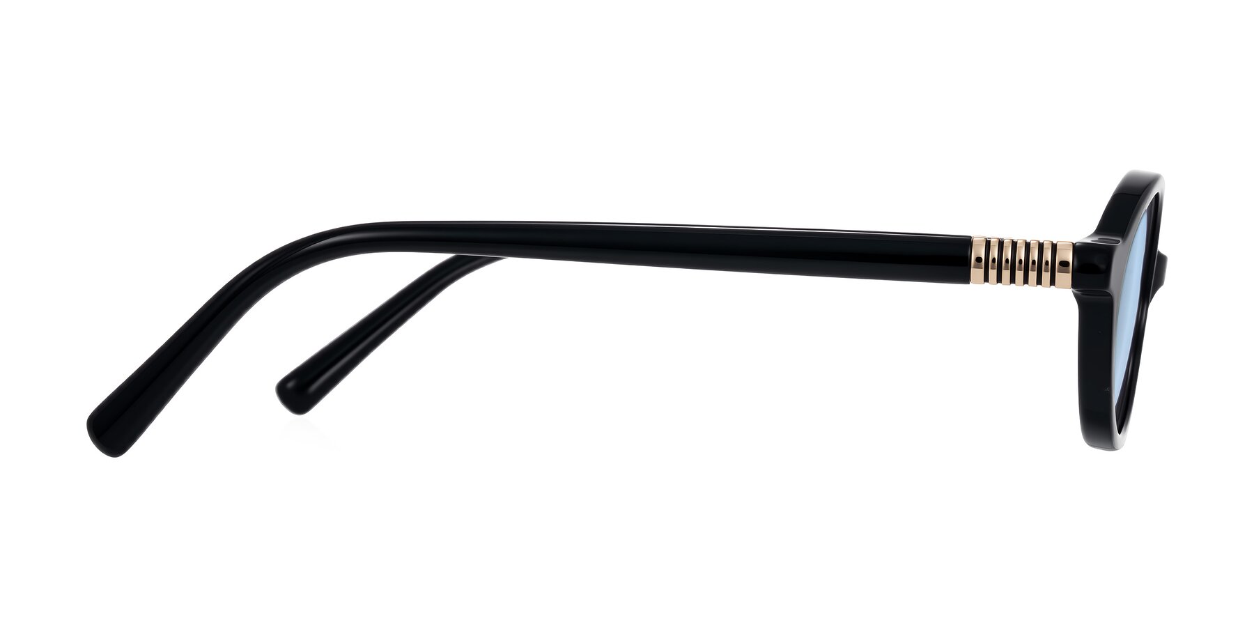 Side of Noelle in Black with Light Blue Tinted Lenses