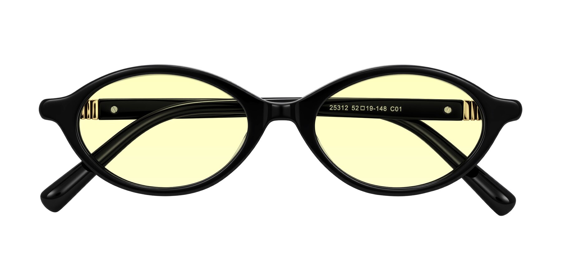 Folded Front of Noelle in Black with Light Yellow Tinted Lenses