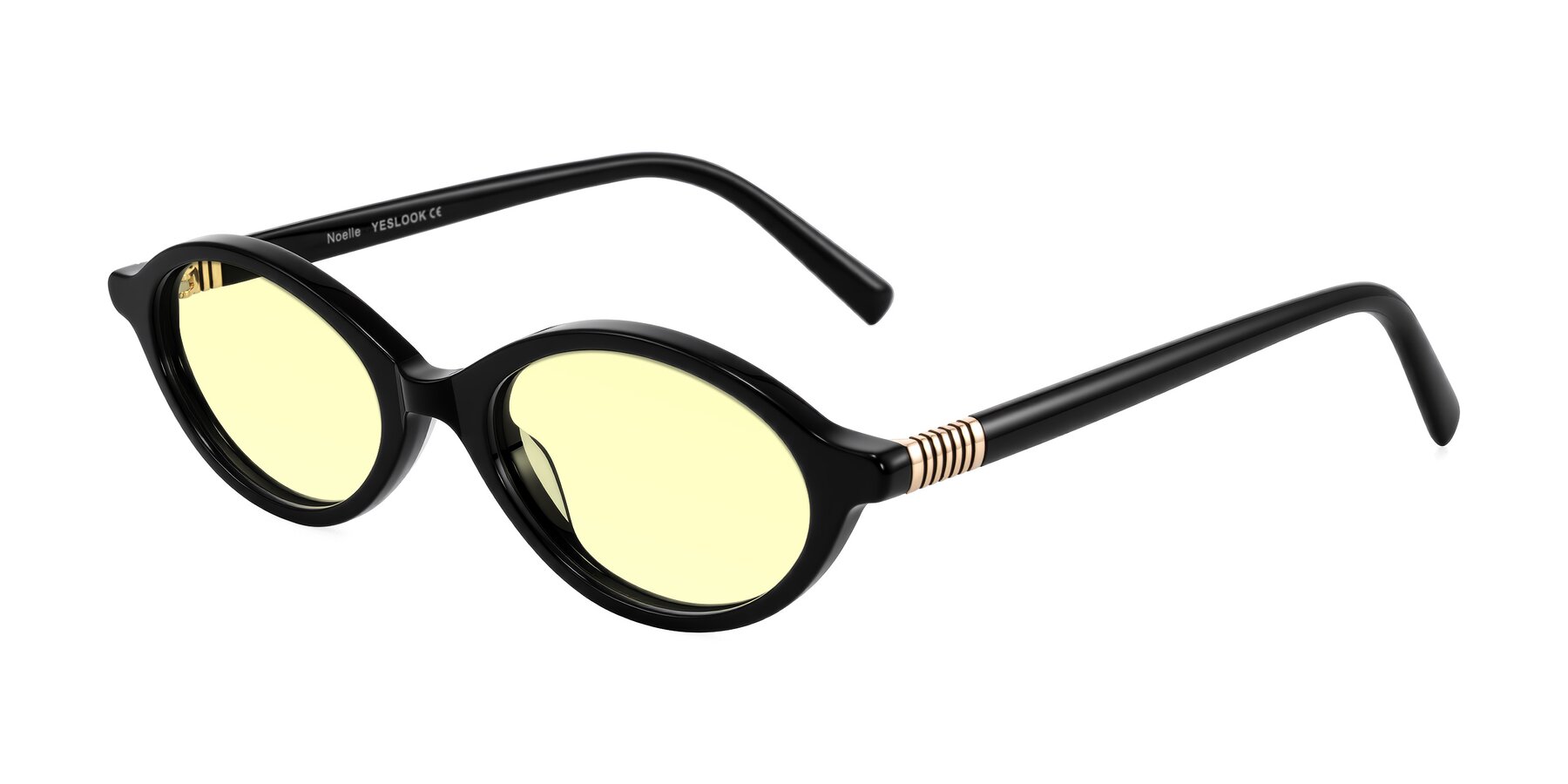 Angle of Noelle in Black with Light Yellow Tinted Lenses