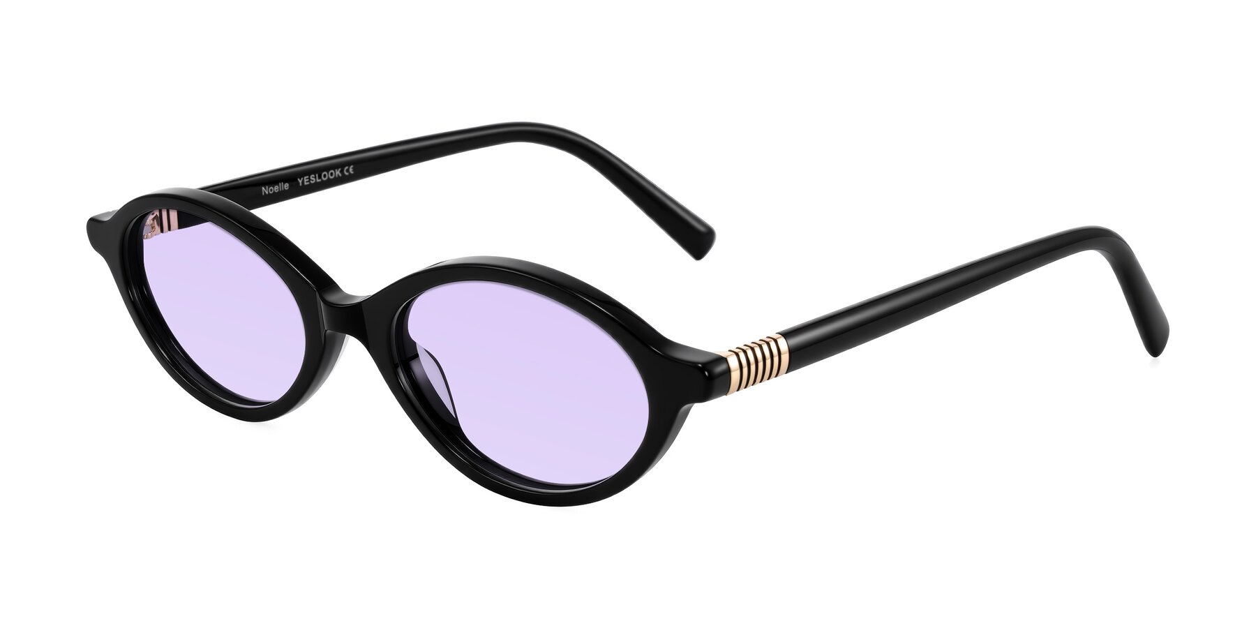 Angle of Noelle in Black with Light Purple Tinted Lenses