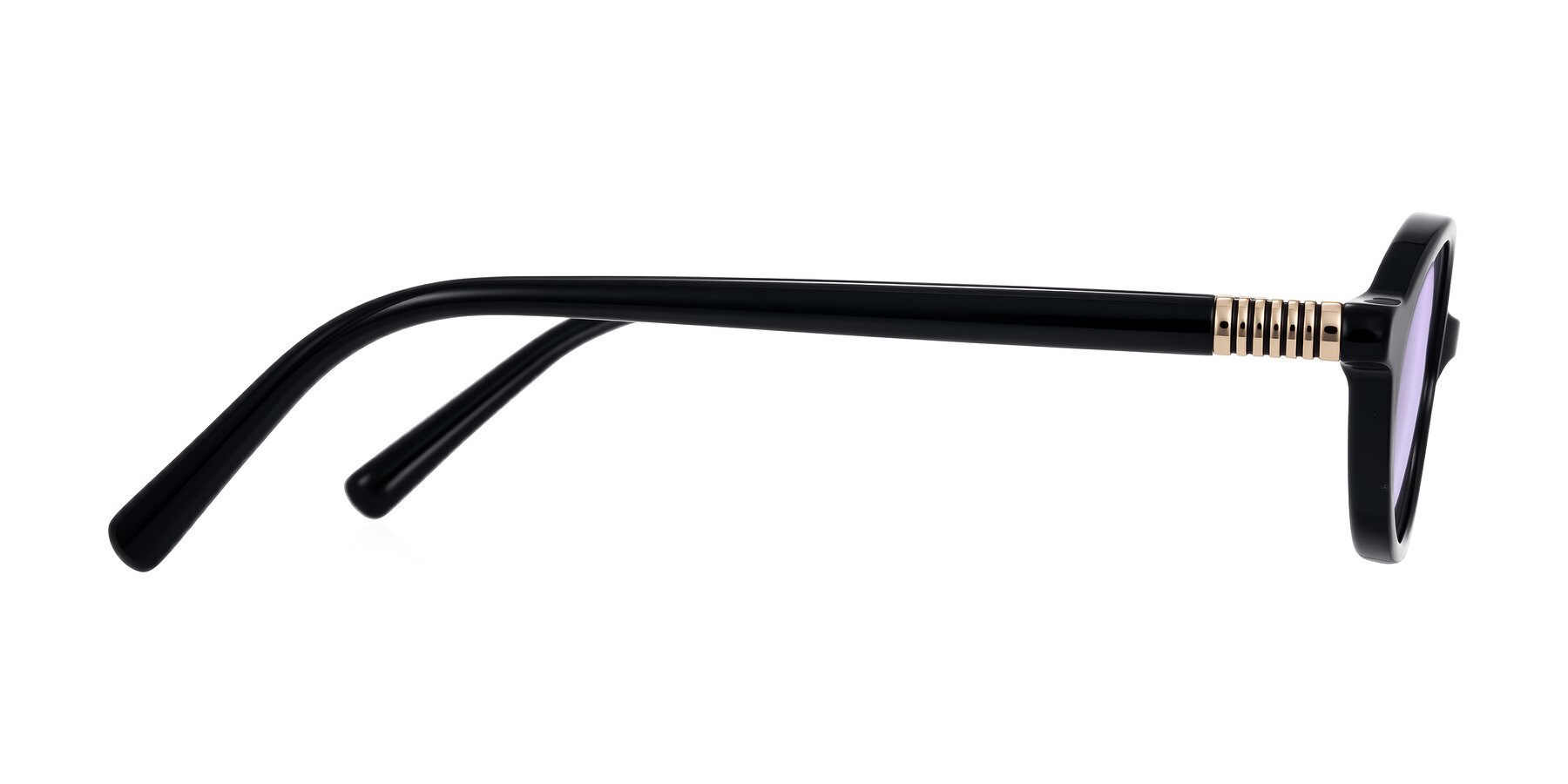 Side of Noelle in Black with Light Purple Tinted Lenses