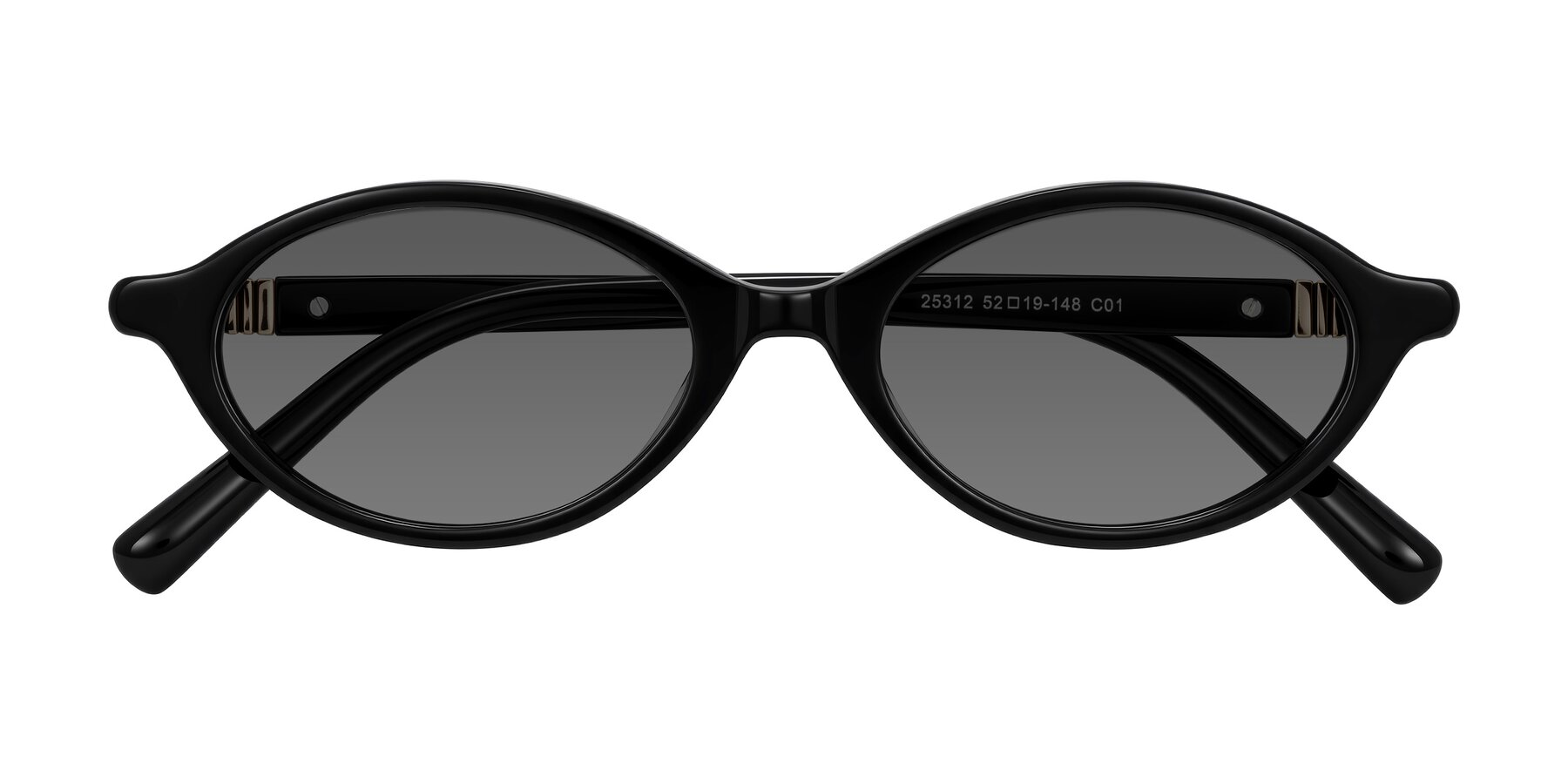 Folded Front of Noelle in Black with Medium Gray Tinted Lenses