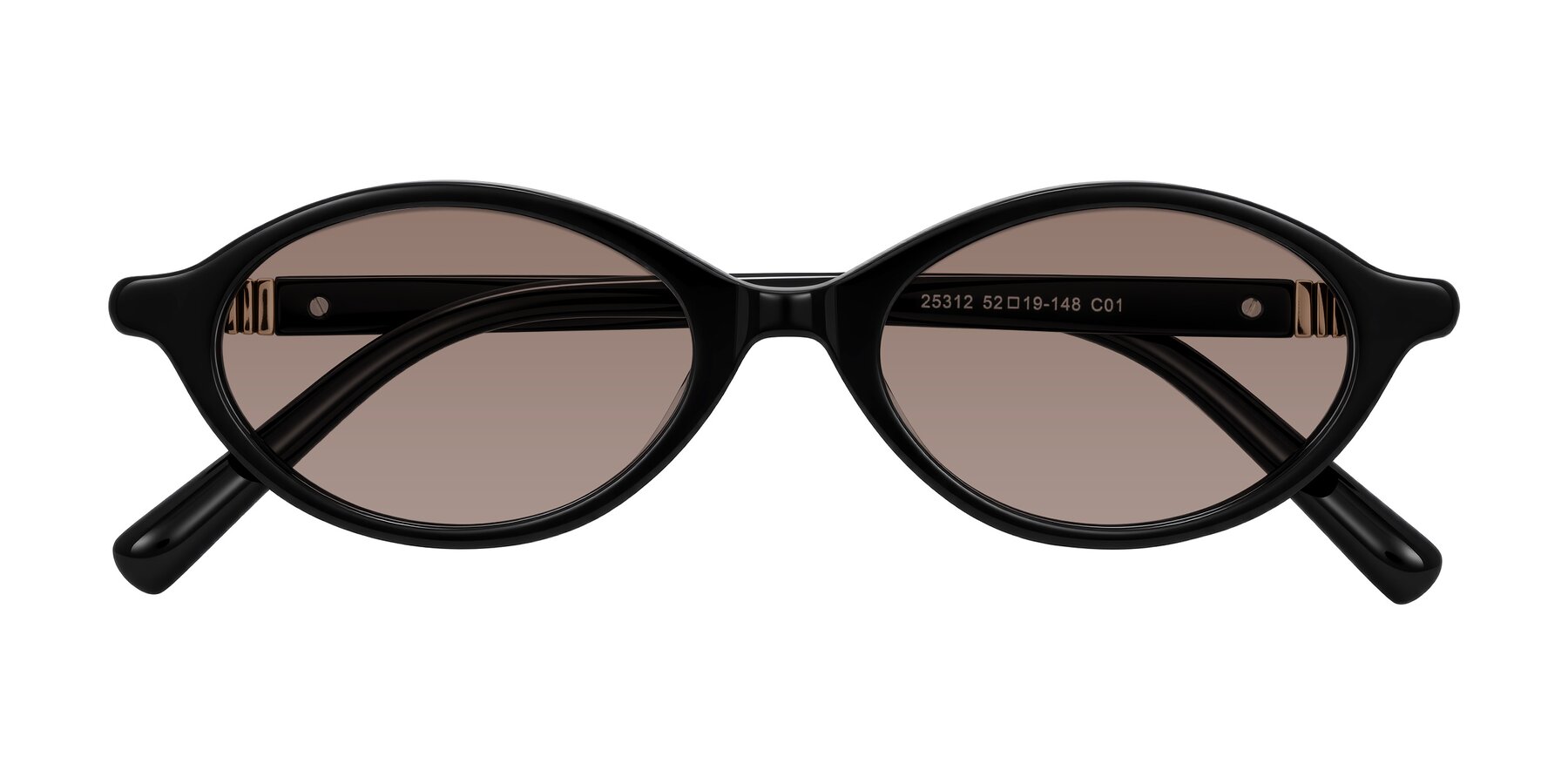 Folded Front of Noelle in Black with Medium Brown Tinted Lenses