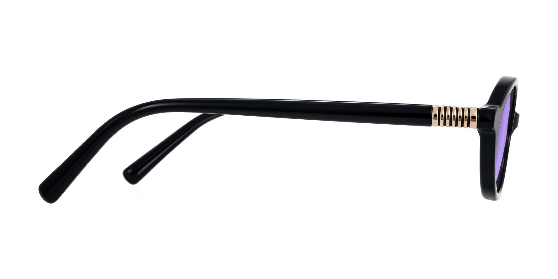 Side of Noelle in Black with Medium Purple Tinted Lenses