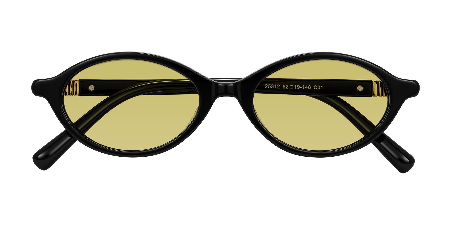 Folded Front of Noelle in Black with Medium Champagne Tinted Lenses