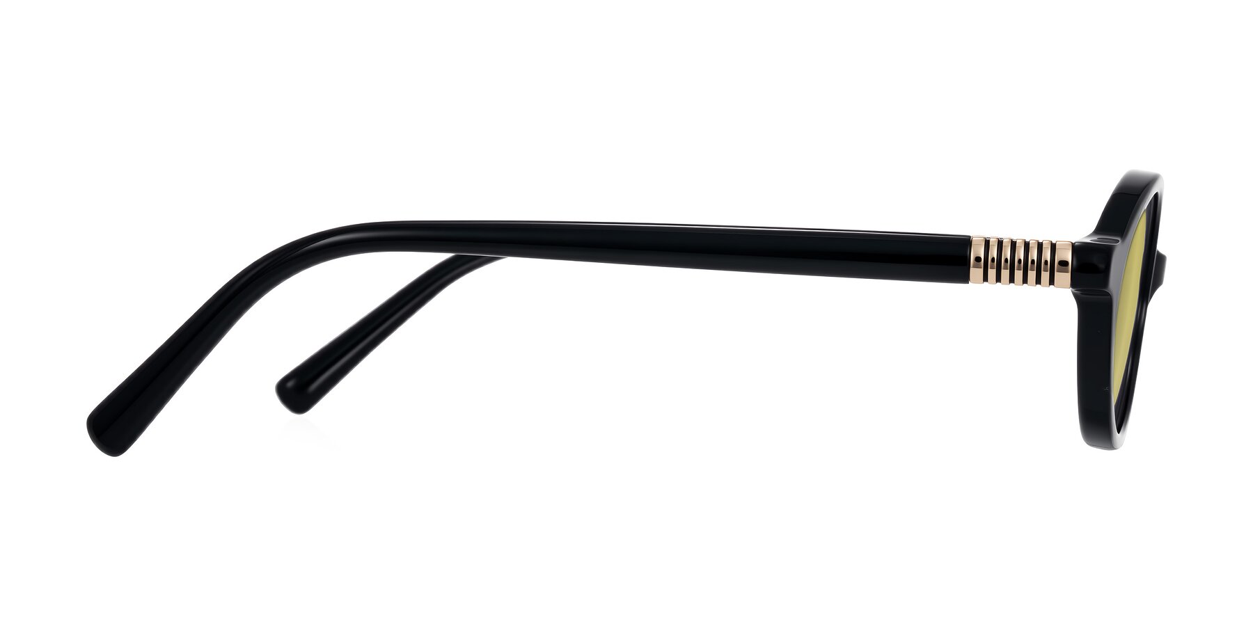 Side of Noelle in Black with Medium Champagne Tinted Lenses