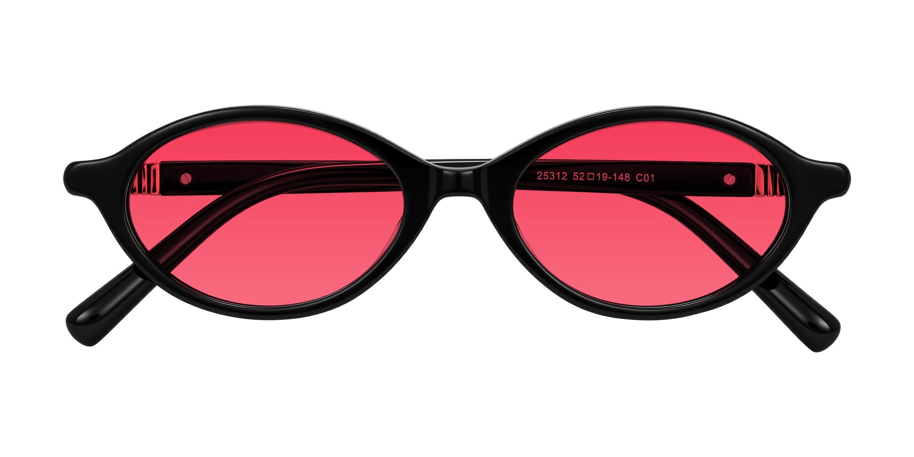Folded Front of Noelle in Black with Red Tinted Lenses