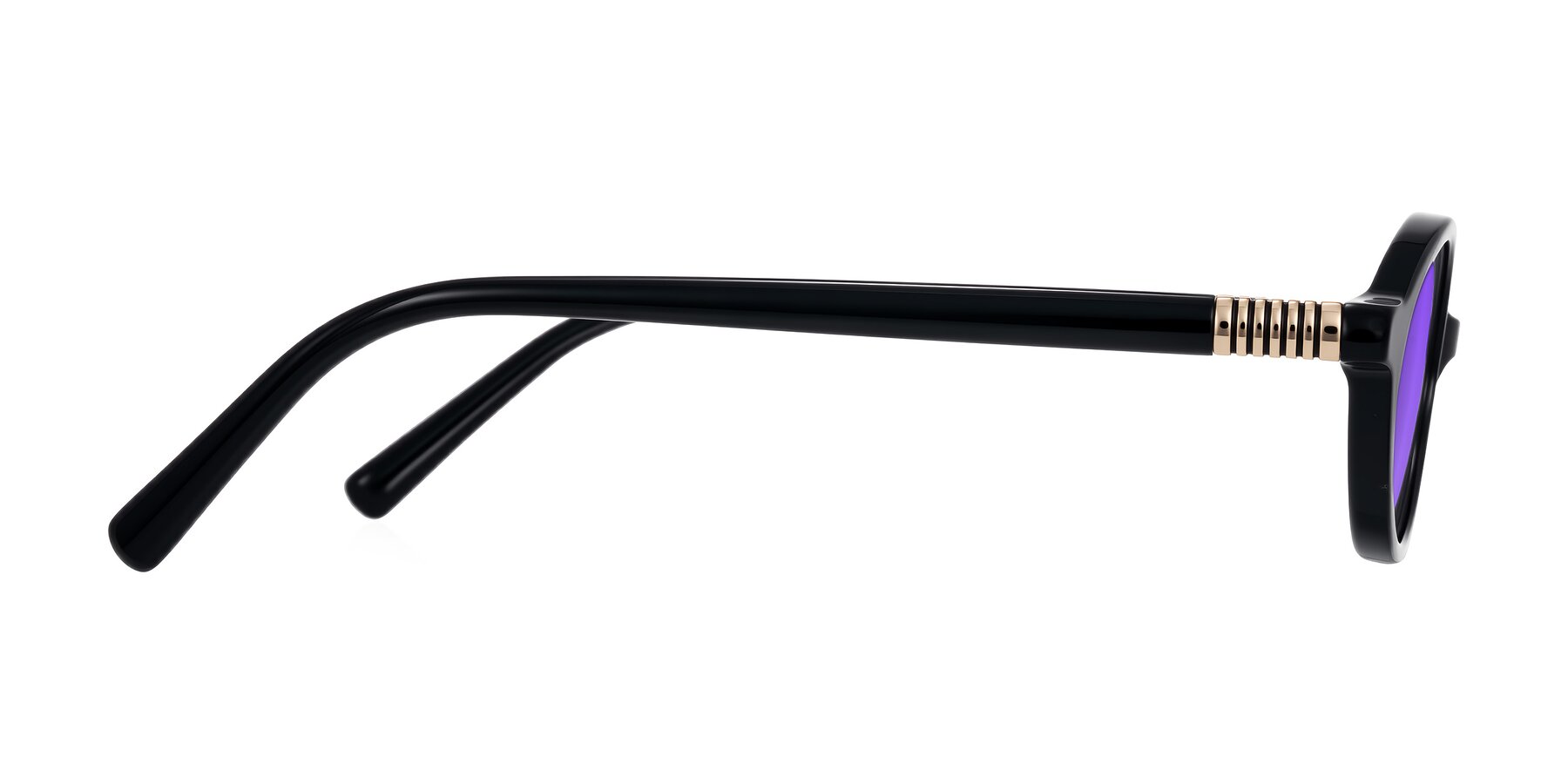 Side of Noelle in Black with Purple Tinted Lenses