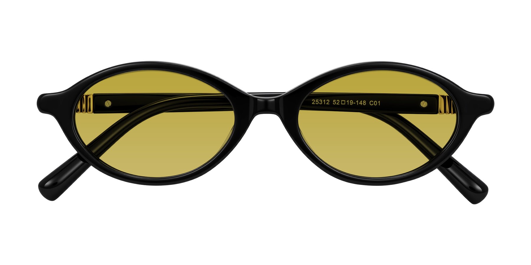 Folded Front of Noelle in Black with Champagne Tinted Lenses