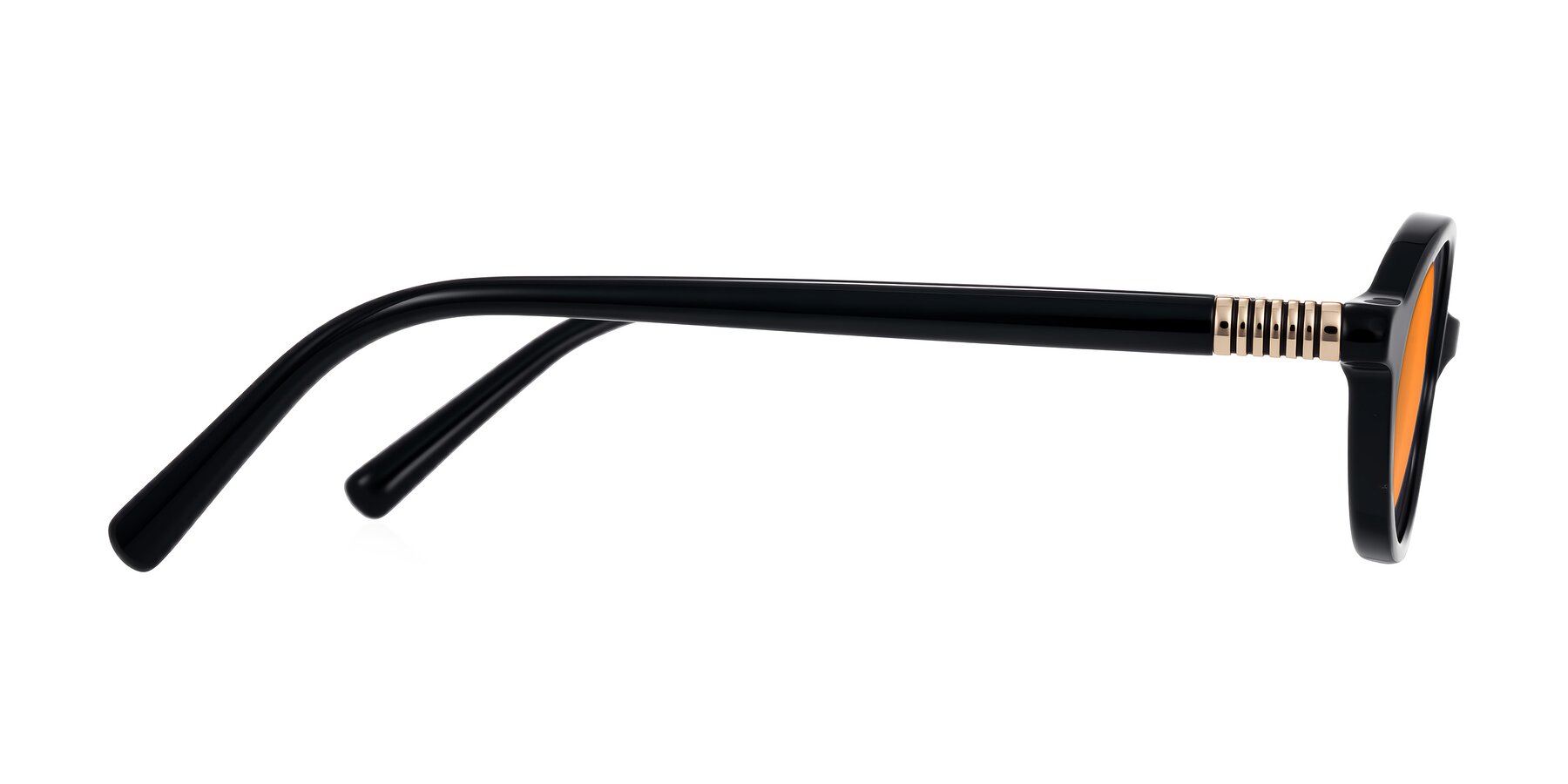 Side of Noelle in Black with Orange Tinted Lenses