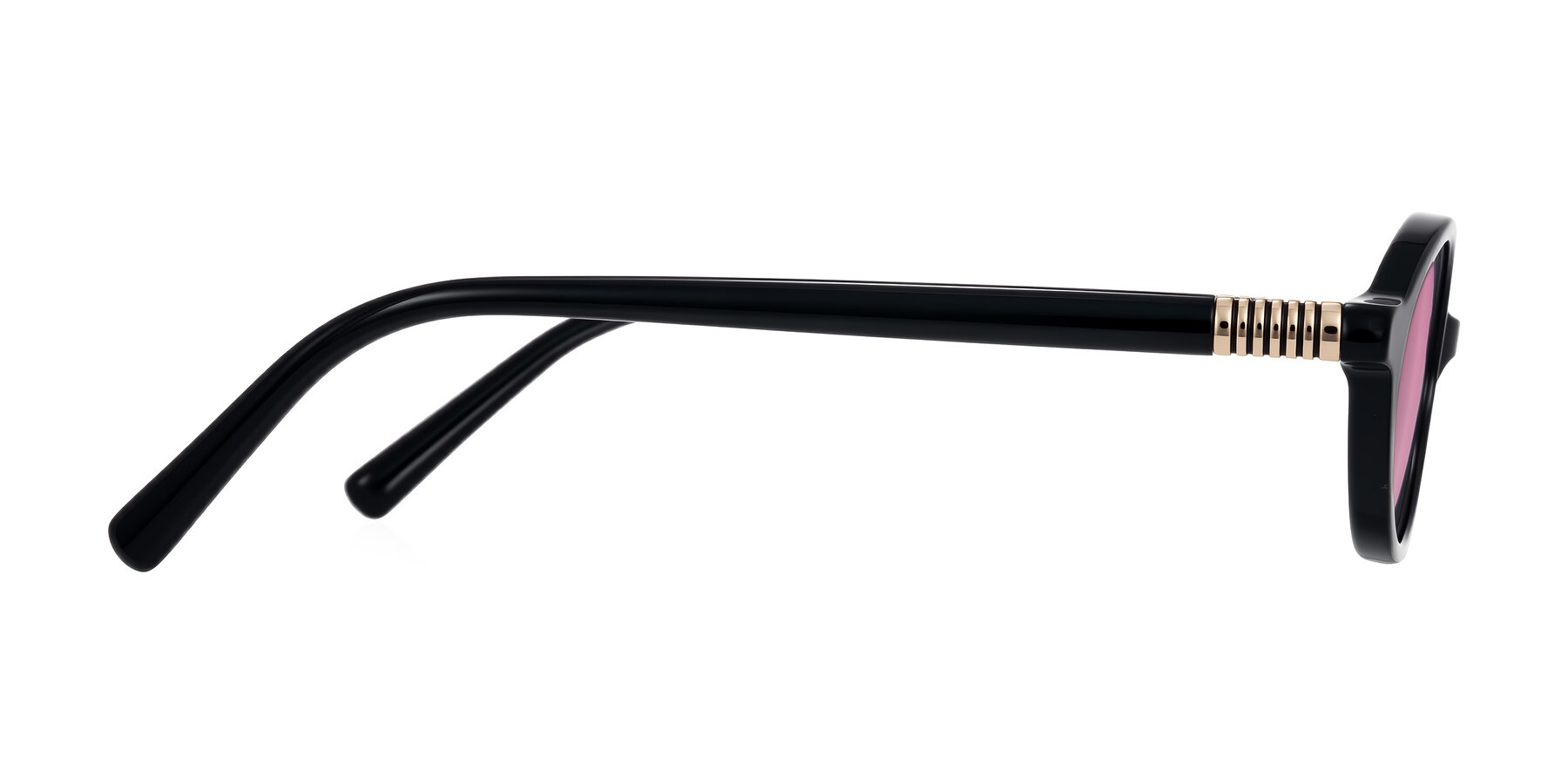 Side of Noelle in Black with Medium Wine Tinted Lenses