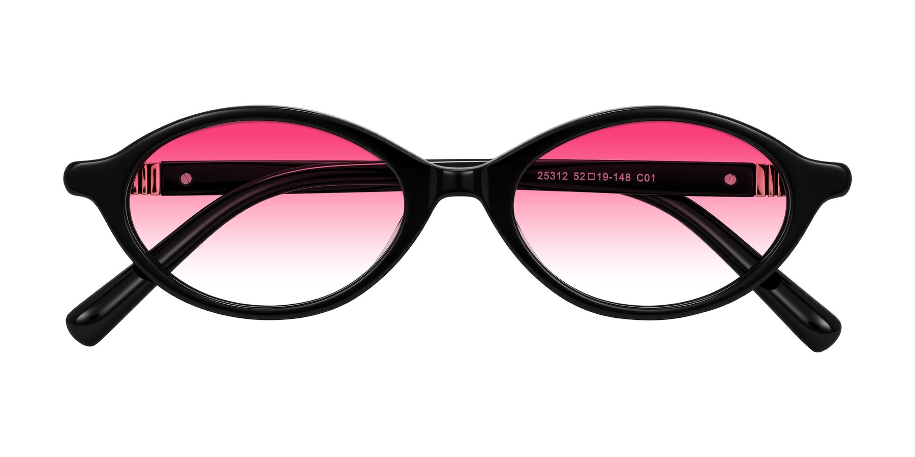Folded Front of Noelle in Black with Pink Gradient Lenses