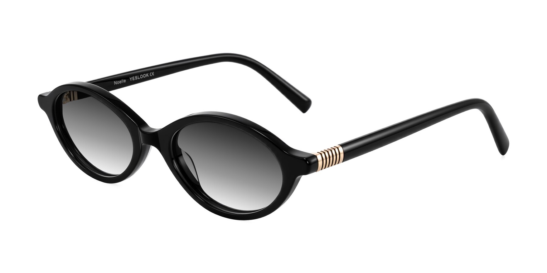 Angle of Noelle in Black with Gray Gradient Lenses