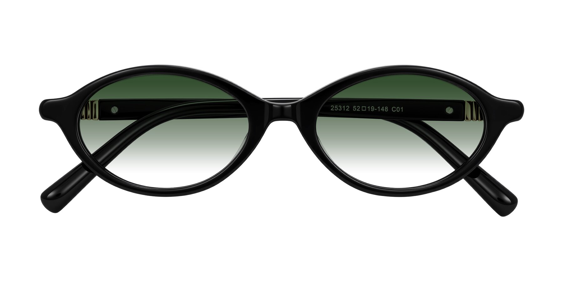 Folded Front of Noelle in Black with Green Gradient Lenses
