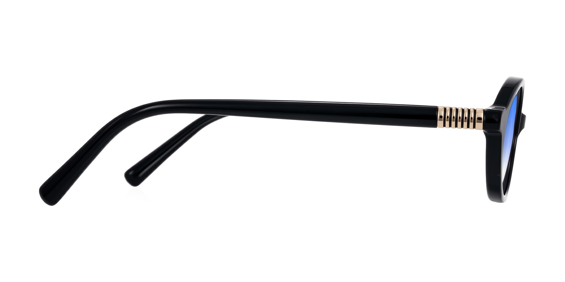 Side of Noelle in Black with Blue Gradient Lenses