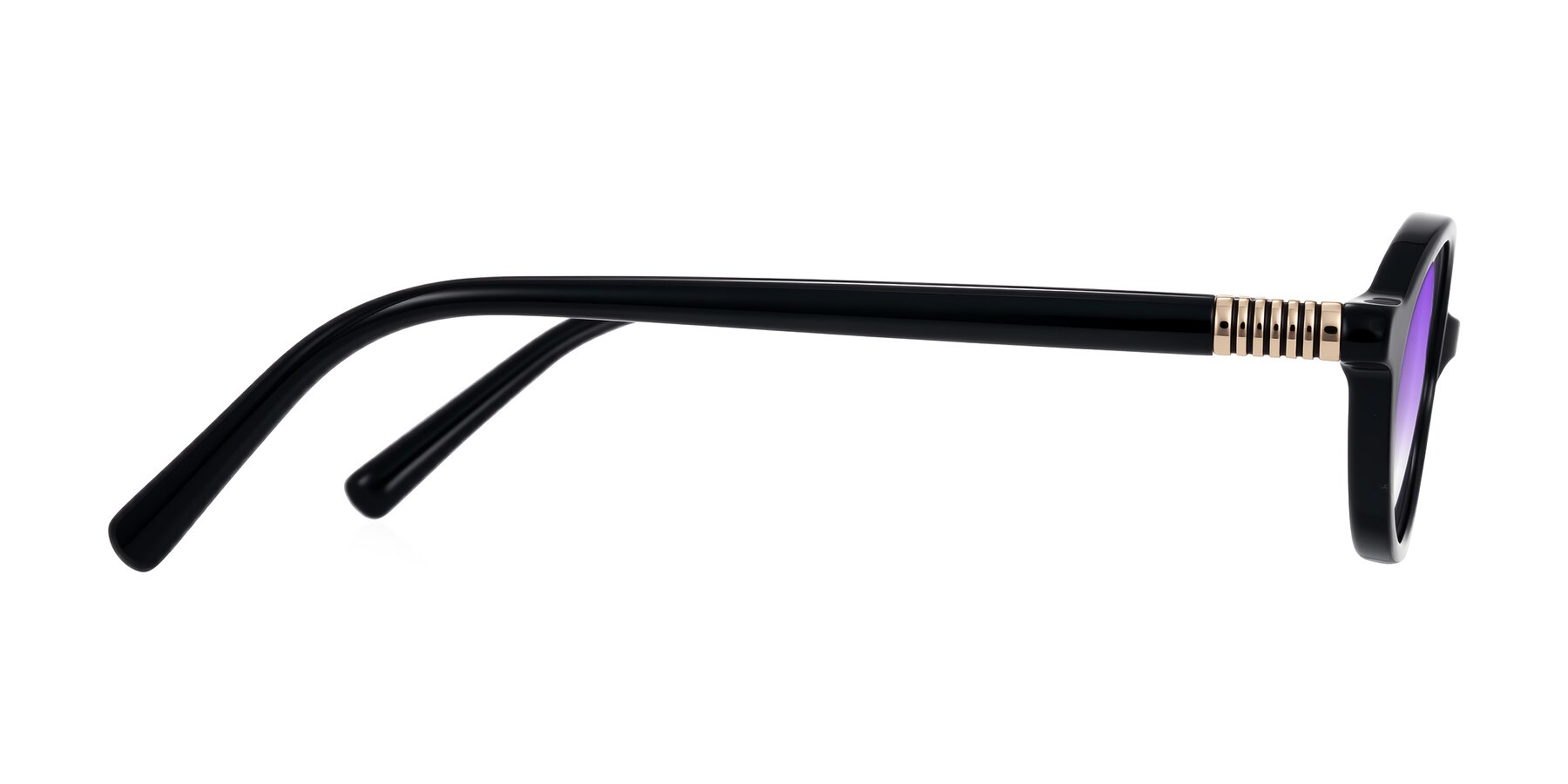 Side of Noelle in Black with Purple Gradient Lenses