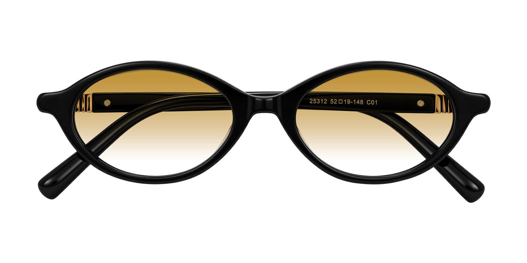 Folded Front of Noelle in Black with Champagne Gradient Lenses
