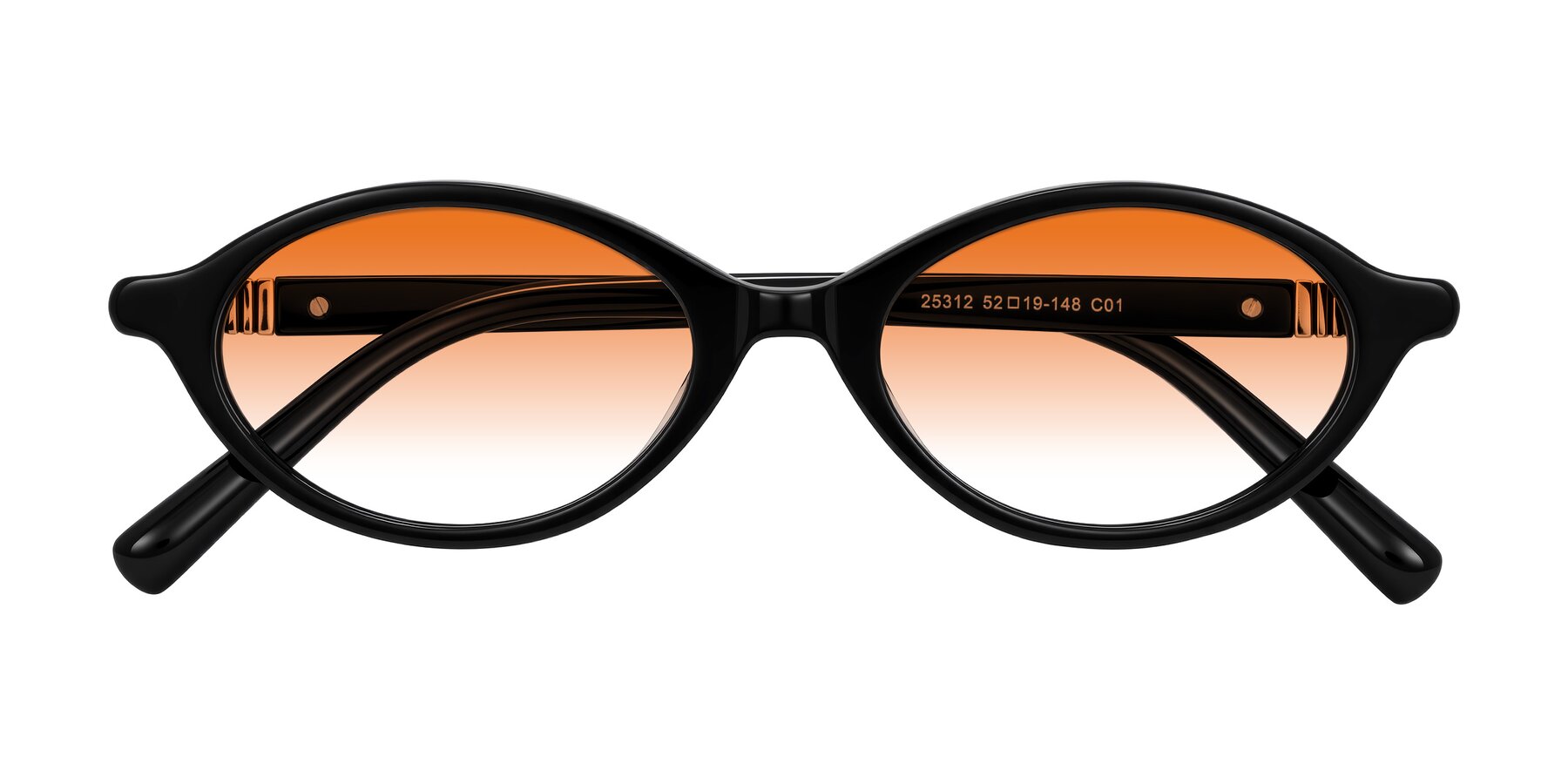 Folded Front of Noelle in Black with Orange Gradient Lenses