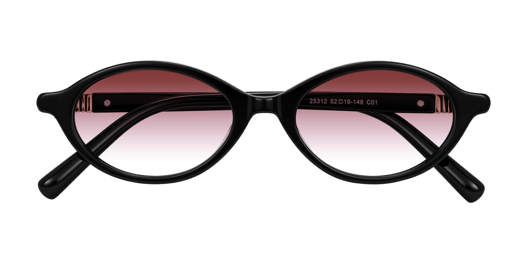 Folded Front of Noelle in Black with Garnet Gradient Lenses