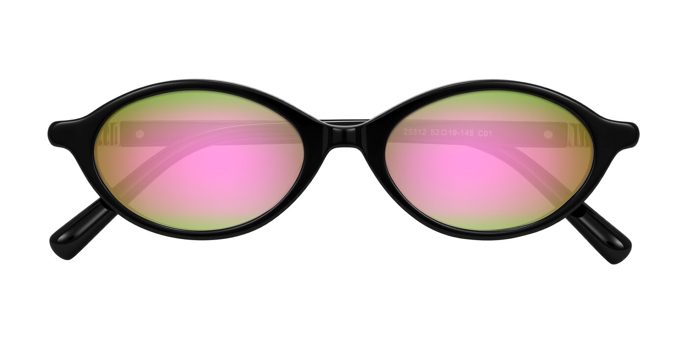 Noelle - Black Flash Mirrored Sunglasses