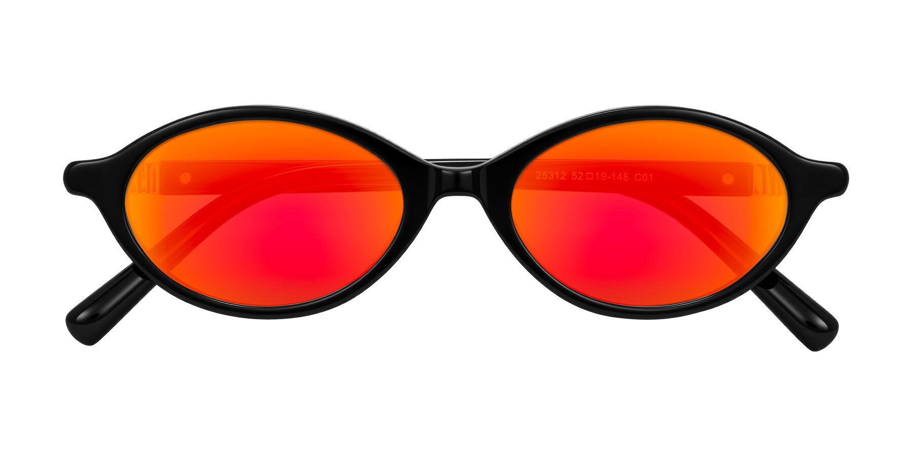 Folded Front of Noelle in Black with Red Gold Mirrored Lenses