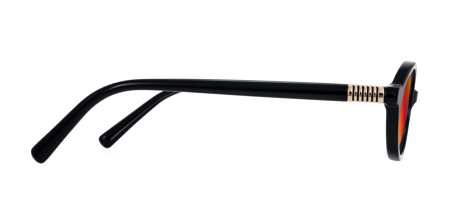 Side of Noelle in Black with Red Gold Mirrored Lenses