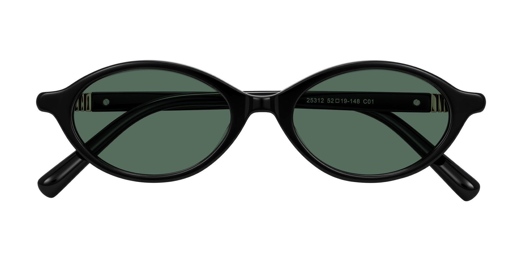 Folded Front of Noelle in Black with Green Polarized Lenses