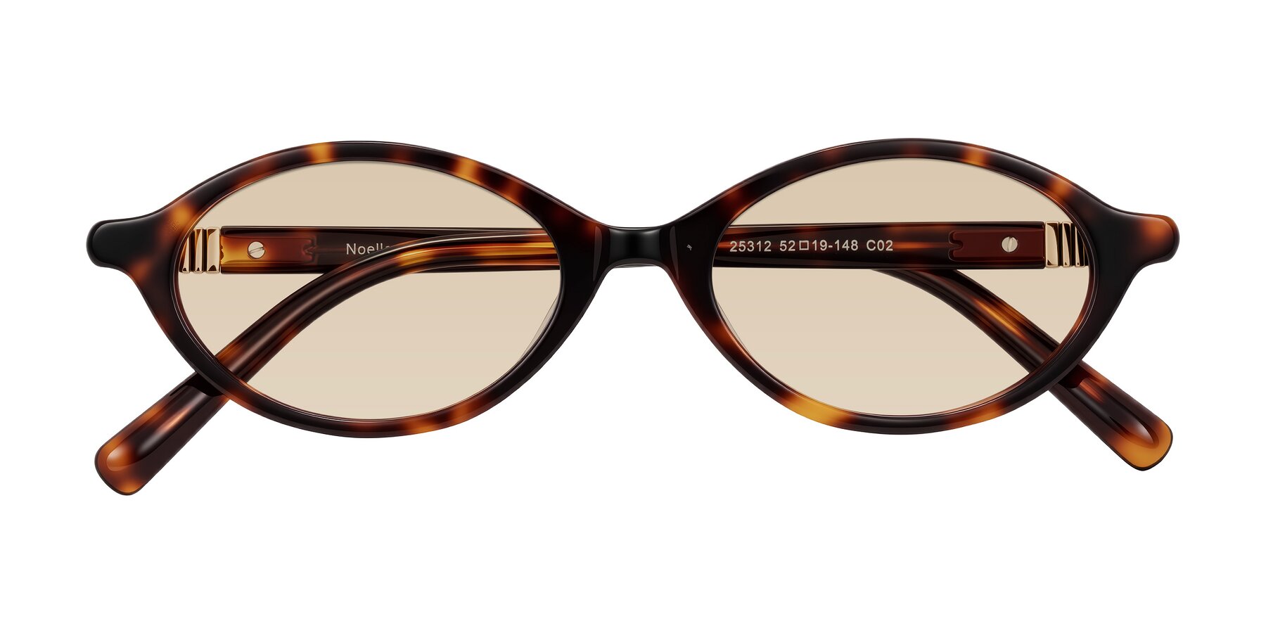 Folded Front of Noelle in Tortoise with Light Brown Tinted Lenses