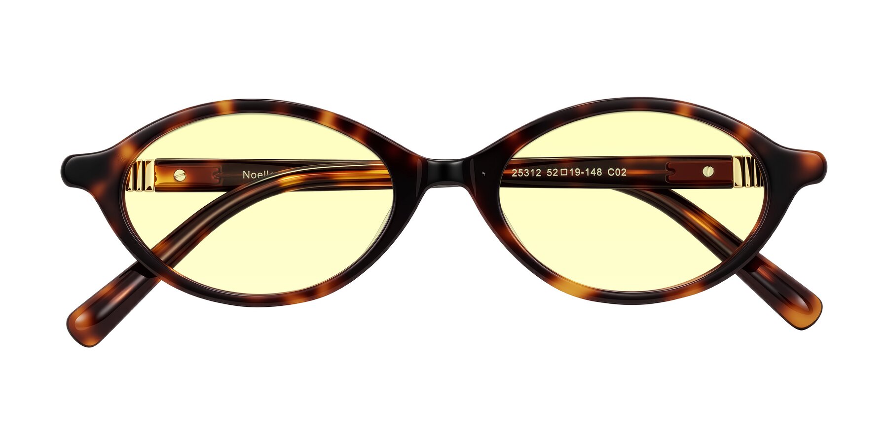 Folded Front of Noelle in Tortoise with Light Yellow Tinted Lenses