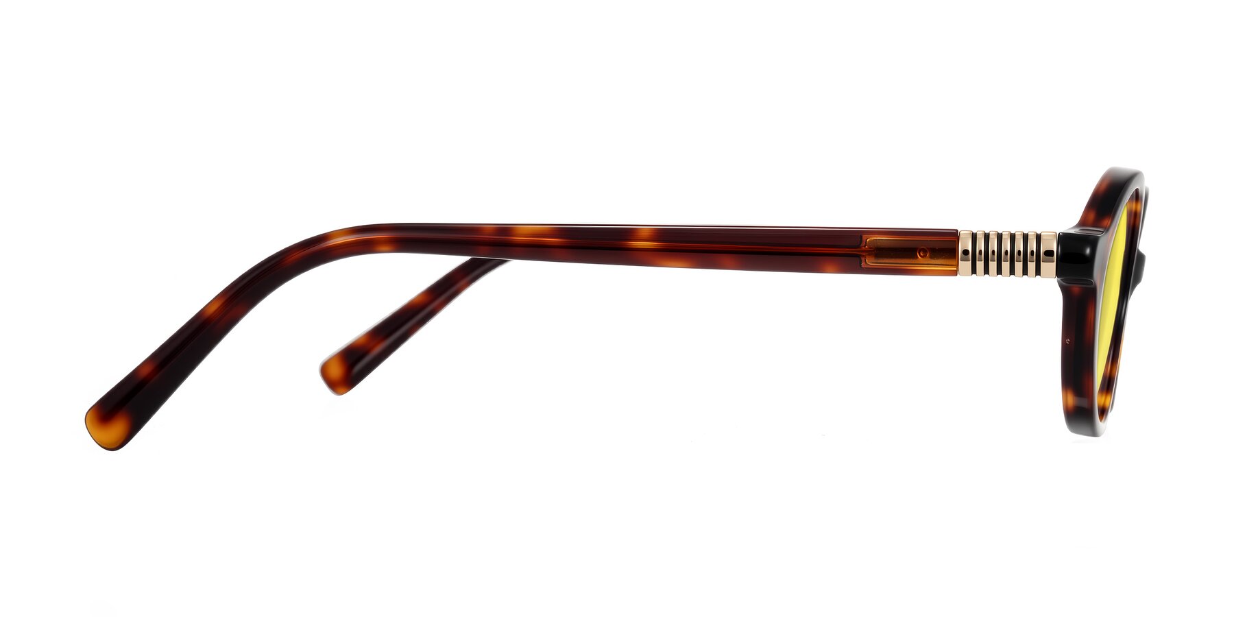 Side of Noelle in Tortoise with Medium Yellow Tinted Lenses
